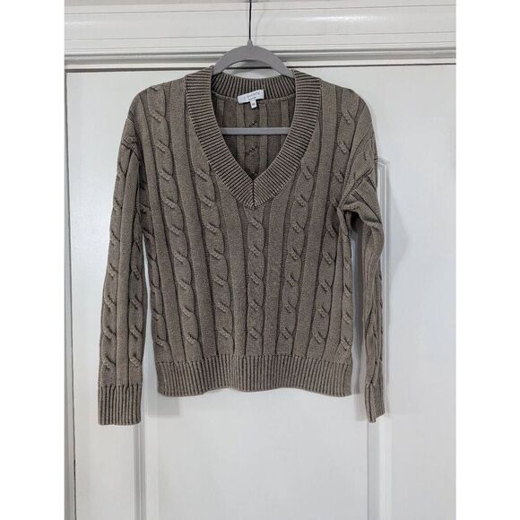 J. Society Varsity Sweater women's size XS green preppy collegiate cable knit - Picture 1 of 7